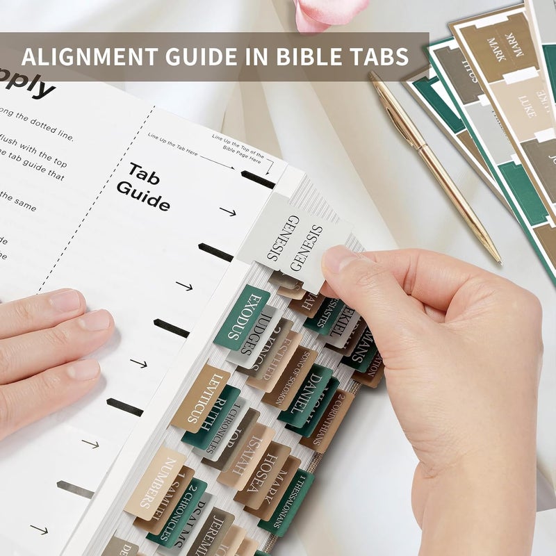 Taja Bible Tabs for Women & Men, Laminated Bible Tabs for Study Bible, Large Print Neutral Bible Tabs for Easy Navigation, Bible Index Tabs, 66 Tabs Old & New Testament, Extra 9 Blank Tabs - Winter Wood - Image 5